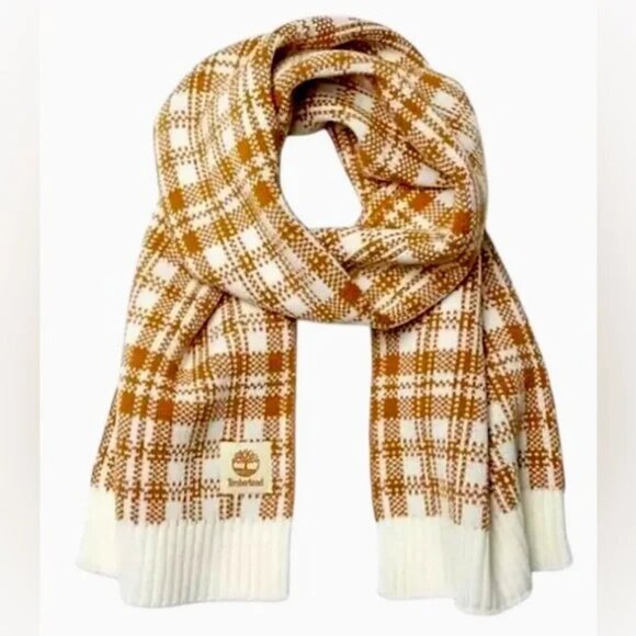 Timberland Accessories - Timberland Women's Plaid Scarf - Brown and White